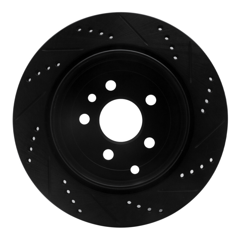 Land Rover LR2 Brake Rotor (1) - Rear Left - R1 Concepts - Drilled & Slotted - Black - `08-`12